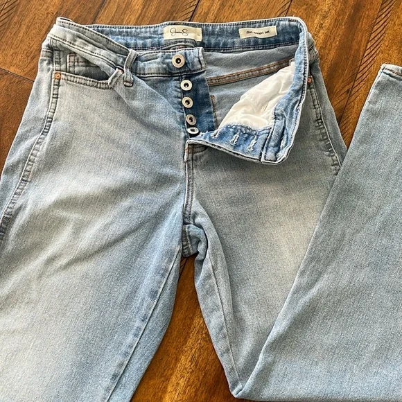 Jessica Simpson light wash blue denim jeans button fly flirt straight boot sz 27 - Picture 2 of 15